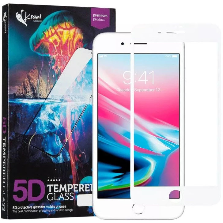 Захисне скло KRAZI 5D для Apple iPhone 7/8 White (71974)