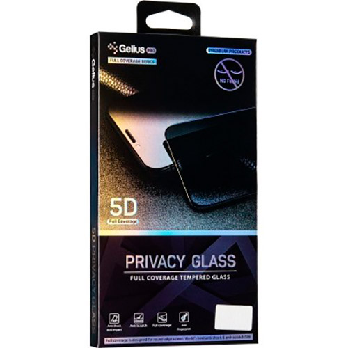 

Защитное стекло GELIUS Pro 5D Privacy Glass for iPhone 12 Pro Black (82245), Pro 5D Privasy Glass for iPhone 12 Pro Black