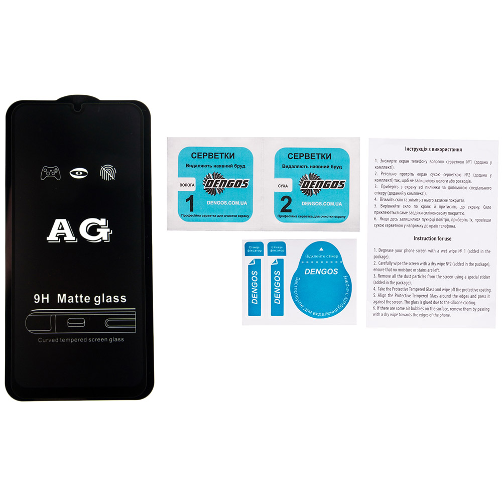 Захисне скло DENGOS Samsung Galaxy A12 (A125) Matte Full Glass Glue Black (TGFG-MATT-34) Покриття матове