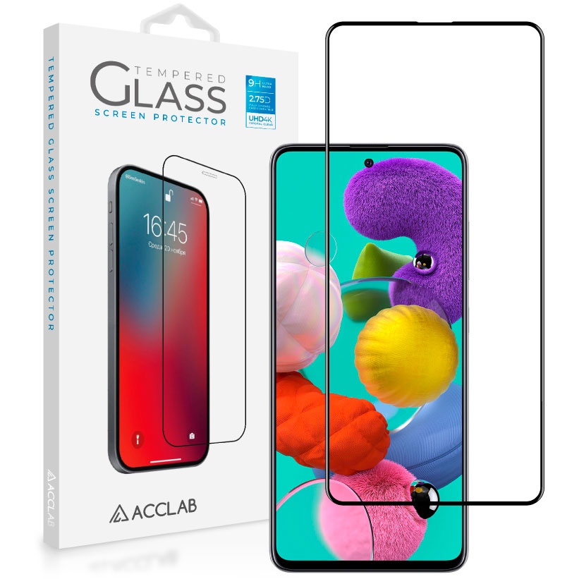 Защитное стекло ACCLAB Full Glue для Samsung A51 Black (1283126508608)