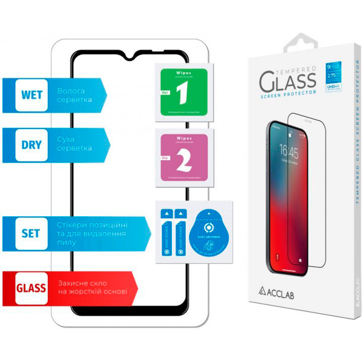 Зовнішній вигляд Захисне скло ACCLAB Full Glue для Samsung A32 Black (1283126510533)