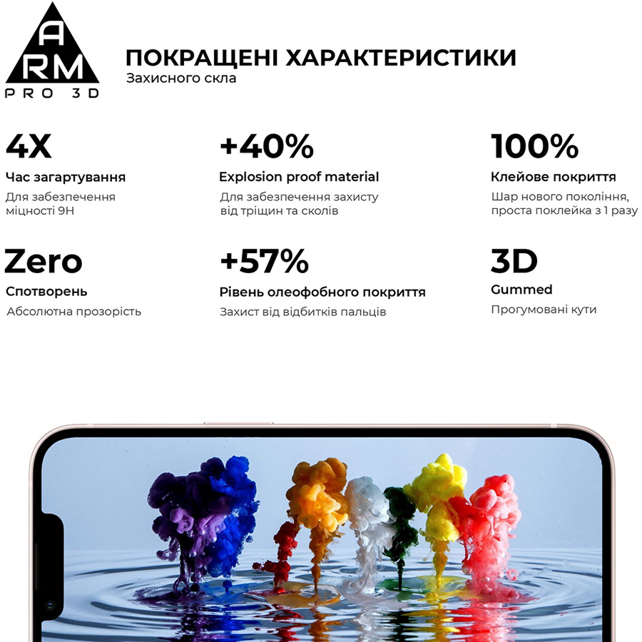 Замовити Захисне скло ARMORSTANDART для Apple iPhone 13/13 Pro Black (ARM60264)