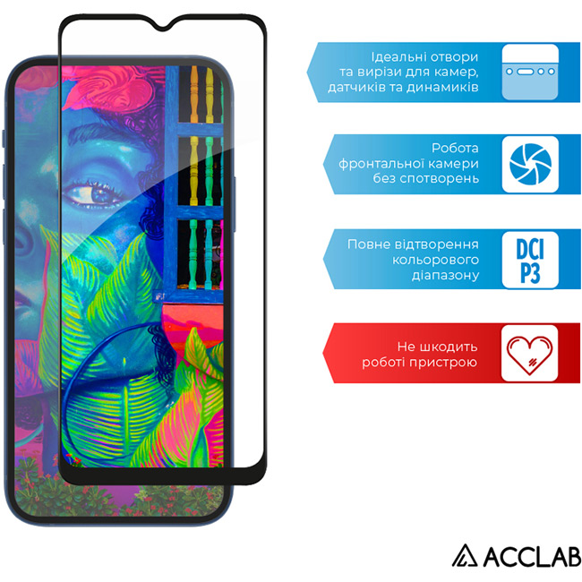 Захисне скло ACCLAB для Samsung Galaxy A13 Black (1283126519017) Покриття глянець