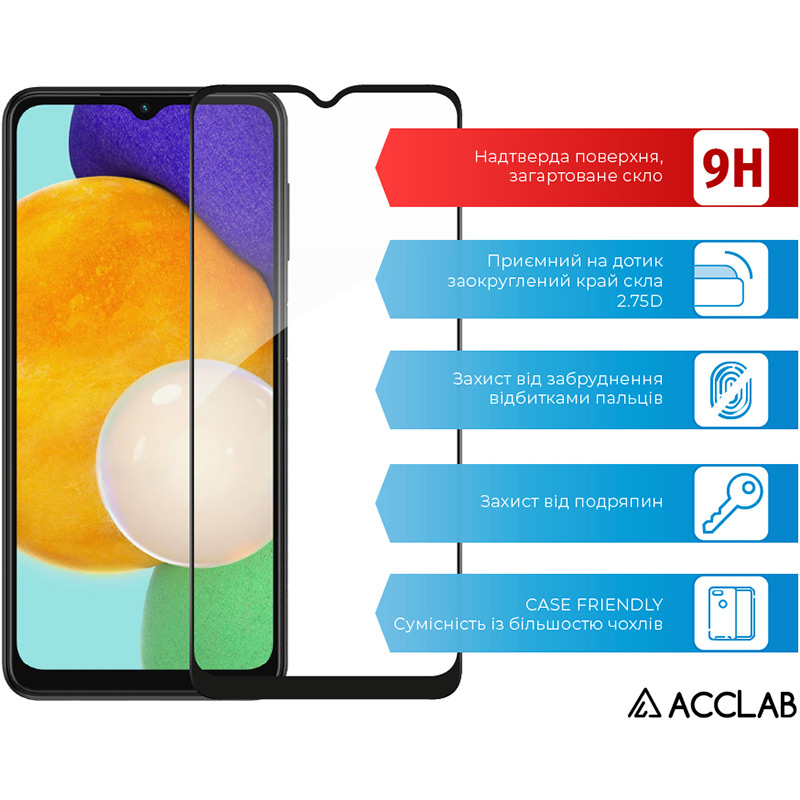 Захисне скло ACCLAB для Samsung Galaxy A13 Black (1283126519017) Сумісність за моделлю Samsung Galaxy A13