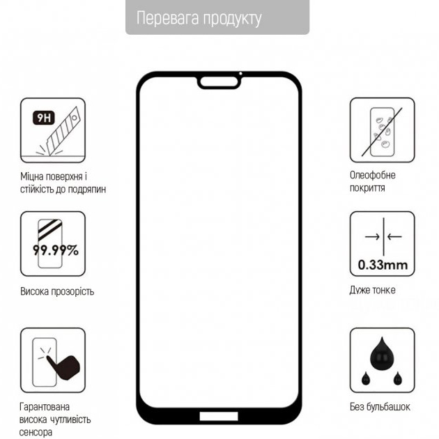 Захисне скло COLORWAY для Realme C30 9H FC glue Black (CW-GSFGRC30S-BK) Покриття глянець