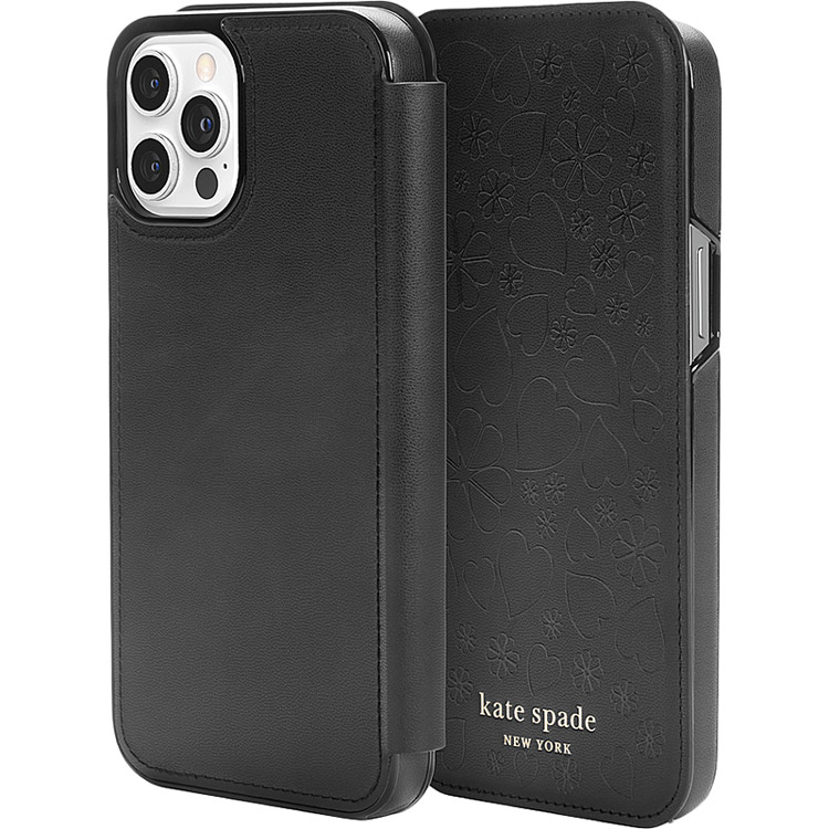 Чехол KATE SPADE NY Folio Case для APPLE iPhone 12 Pro Max Black/Clover Hearts (KSIPH-170-CHBLK) Тип чехол-книжка