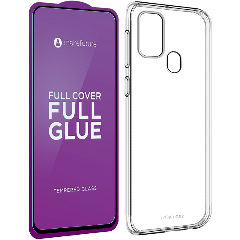 

Чехол MAKEFUTURE Air Case для Samsung Galaxy A21s 2019 (A217) Clear + защитное стекло (MSFA-SA21S), Samsung A21s захисне скло FCFG+чохол Air