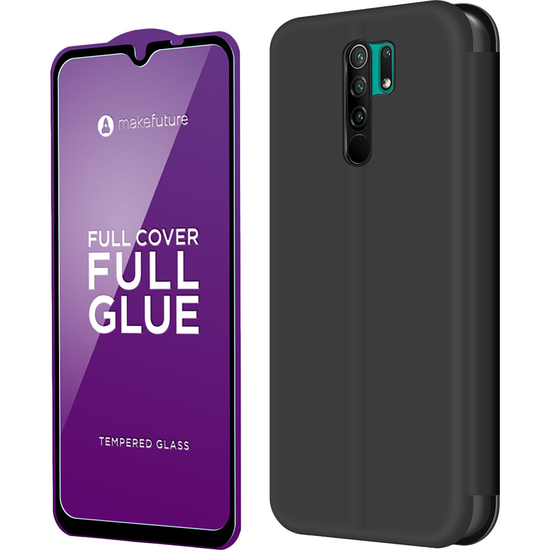 

Чехол MAKEFUTURE Flip для Xiaomi Redmi 9 Black + защитное стекло (MSFP-XR9BK), Xiaomi Redmi 9 скло FCFG+чохол-книжка Flip Black