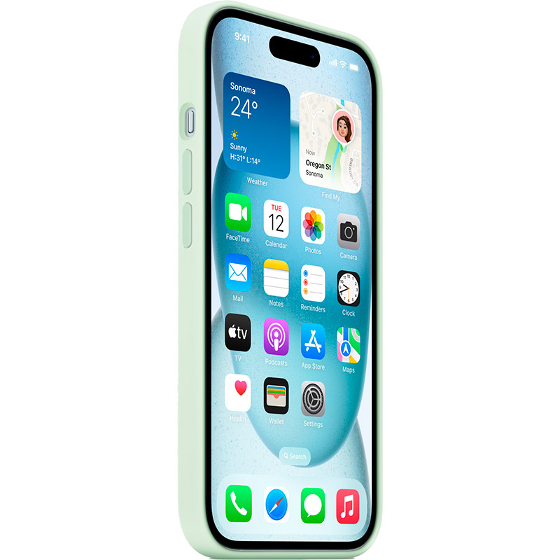 Чехол APPLE Silicone Case with MagSafe для APPLE iPhone 15 Pro Soft Mint (MWNL3ZM/A) Совместимость по модели Apple iPhone 15 Pro