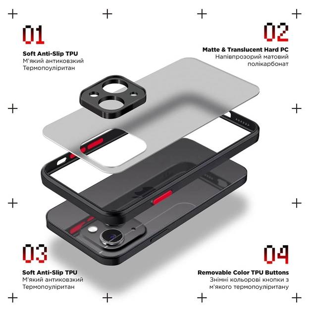 Чохол ARMORSTANDART Frosted Matte для Xiaomi Redmi Note 13 Pro 5G/Poco X6 5G Black (ARM71842) Сумісність за моделлю Xiaomi Redmi Note 13 Pro 5G