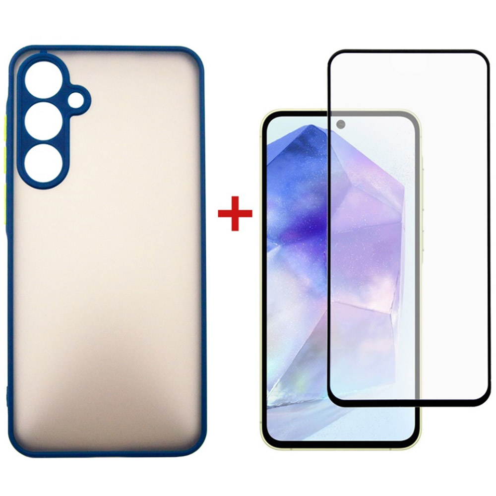 Чохол DENGOS Matt для Samsung A55 5G Blue + захисне скло (DG-KM-93) Чохол DENGOS Matt для Samsung A55 5G Blue + захисне скло (DG-KM-93)