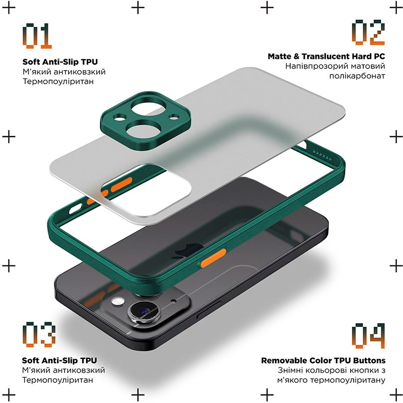 Чохол ARMORSTANDART Frosted Matte для Tecno Spark 20 Pro (KJ6) Dark Green (ARM74396) Сумісність за моделлю TECNO Spark 20 Pro