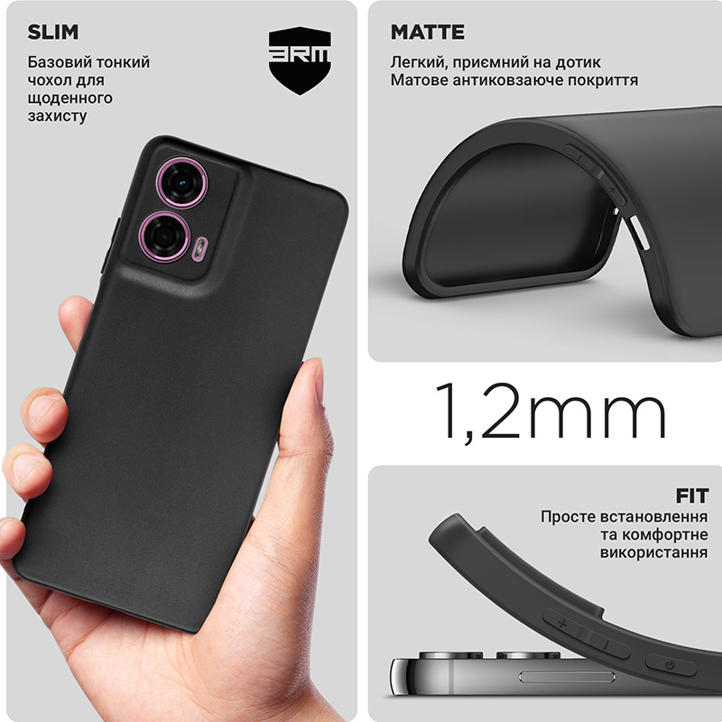 Чохол ARMORSTANDART Matte Slim Fit для Motorola G24 Camera cover Black (ARM74310) Колір чорний