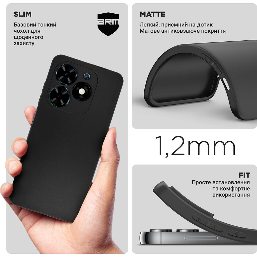 Чехол ArmorStandart Matte Slim Fit для Tecno Spark Go 2024 (BG6) Camera cover Black (ARM73577) Тип чехол-накладка