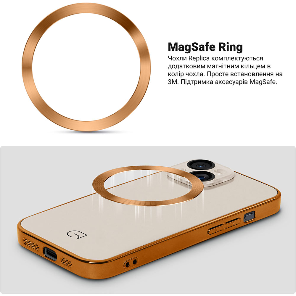 Чехол ARMORSTANDART Replica MagSafe для Apple iPhone 15 Beige Gold (ARM76221) Материал поликарбонат