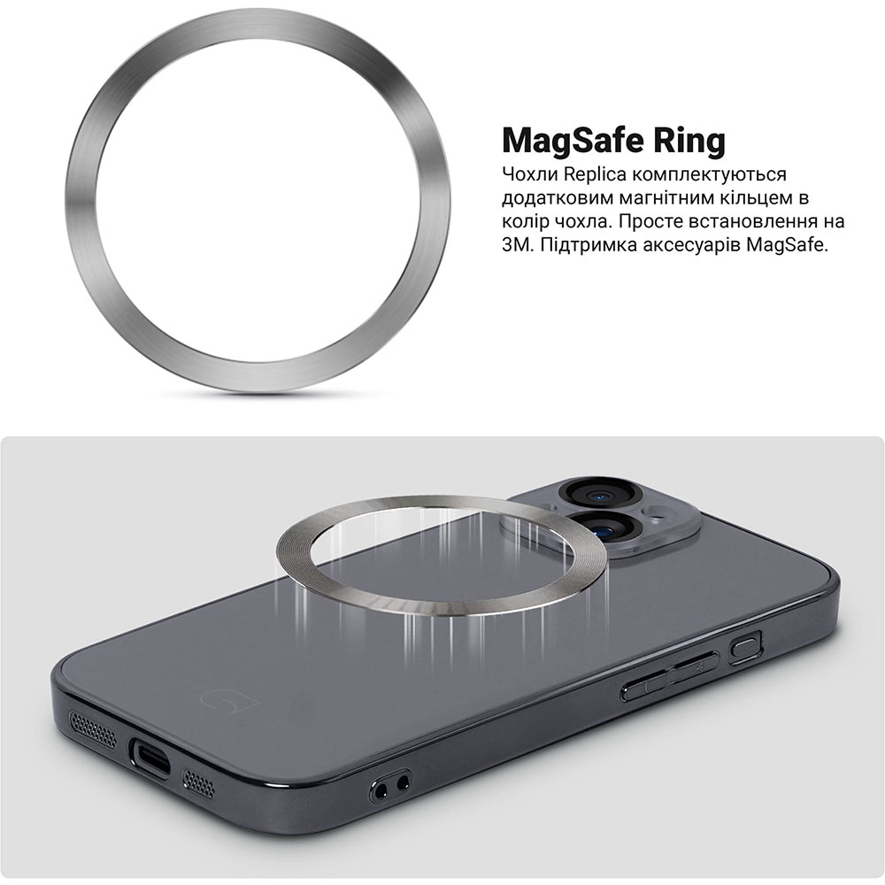 Чохол ARMORSTANDART Replica MagSafe для Apple iPhone 15 Titanium Grey (ARM76226) Матеріал полікарбонат