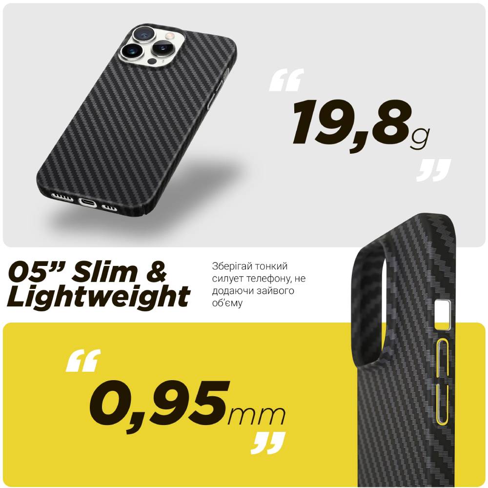 Чохол ArmorStandart LikeCarbon MagCase для Apple iPhone 16 Pro Max Black (ARM80093) Матеріал полікарбонат
