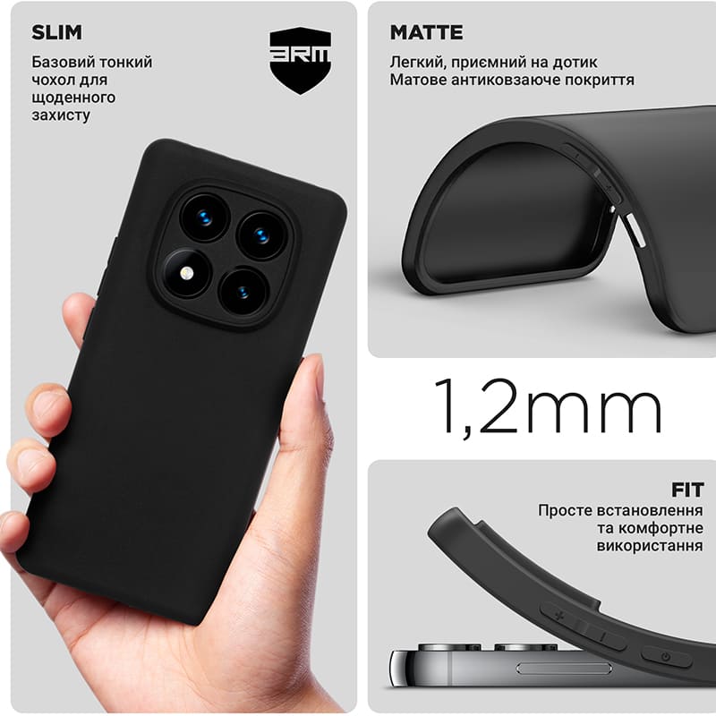 Чохол ARMORSTANDART Matte Slim Fit для Xiaomi Redmi Note 14 Pro 5G/Poco X7 Camera cover Black (ARM79729) Колір чорний