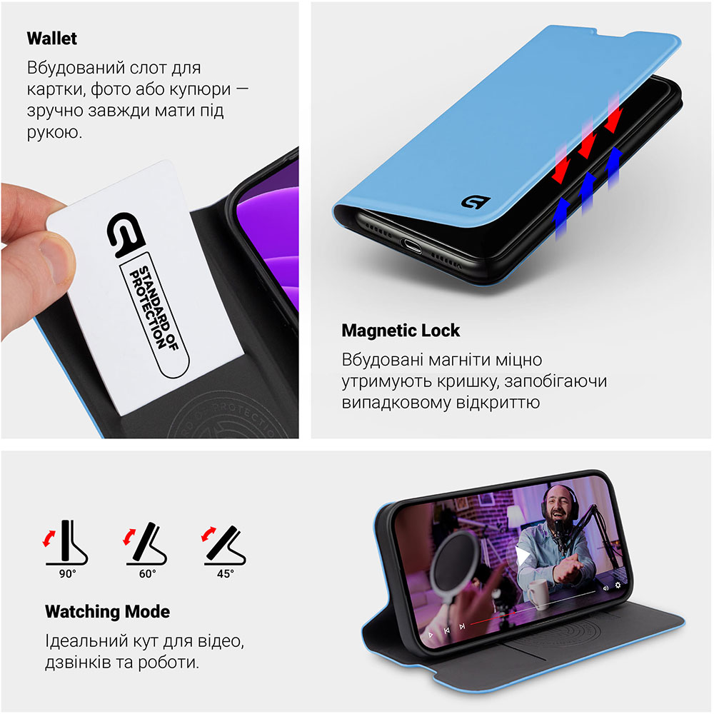 Чехол ARMORSTANDART OneFold Case для Motorola G75 5G Light Blue (ARM81627) Цвет голубой