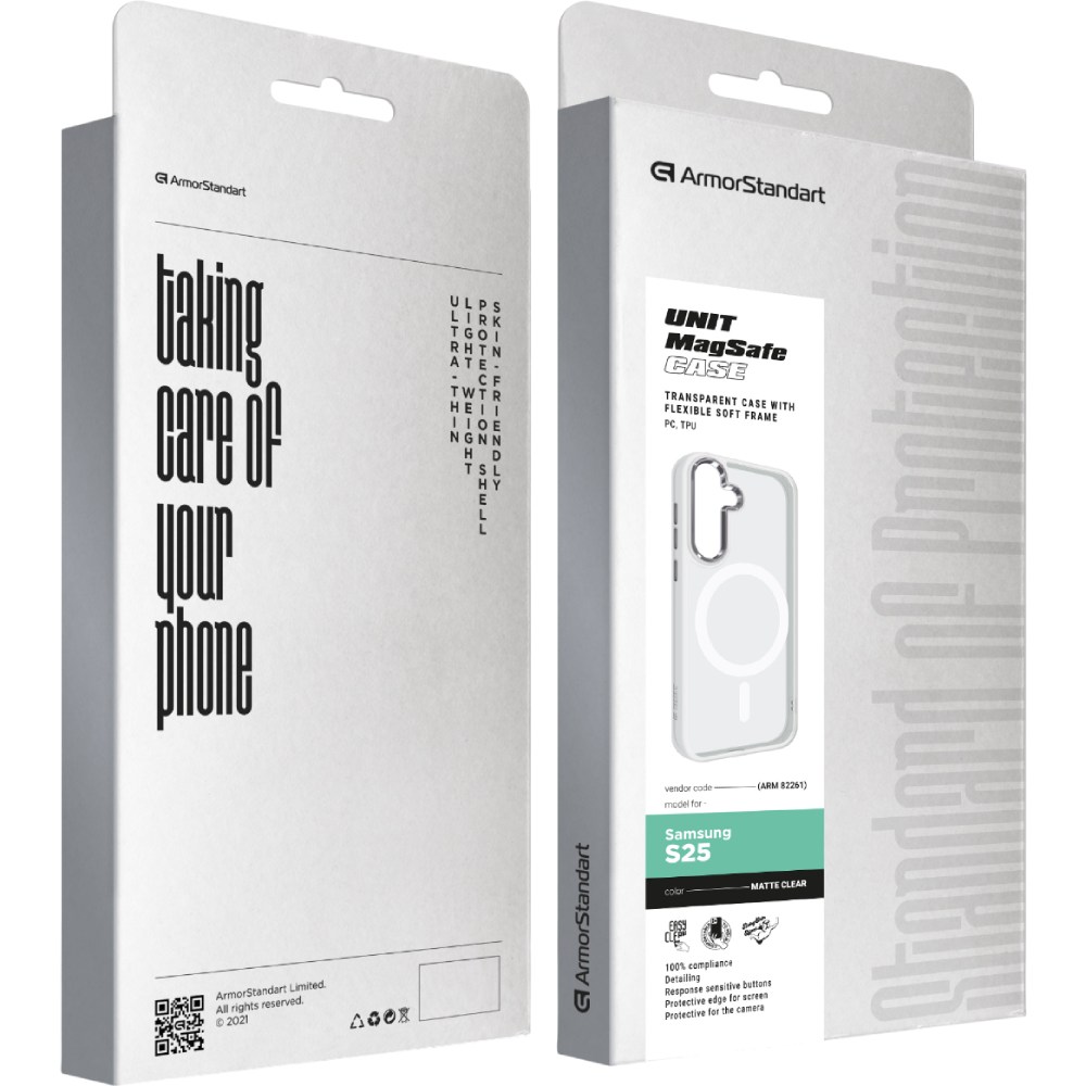 Чохол ARMORSTANDART Unit MagSafe для Samsung S25 Matte Clear Silver (ARM82261) Сумісність за моделлю Samsung Galaxy S25