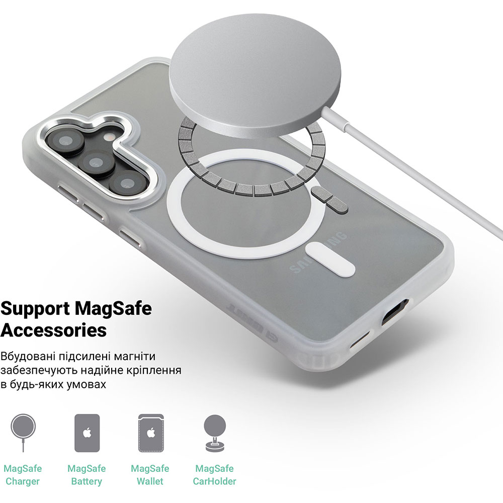 Чехол ARMORSTANDART Unit MagSafe для Samsung S25 Matte Clear Silver (ARM82261) Цвет серебристый