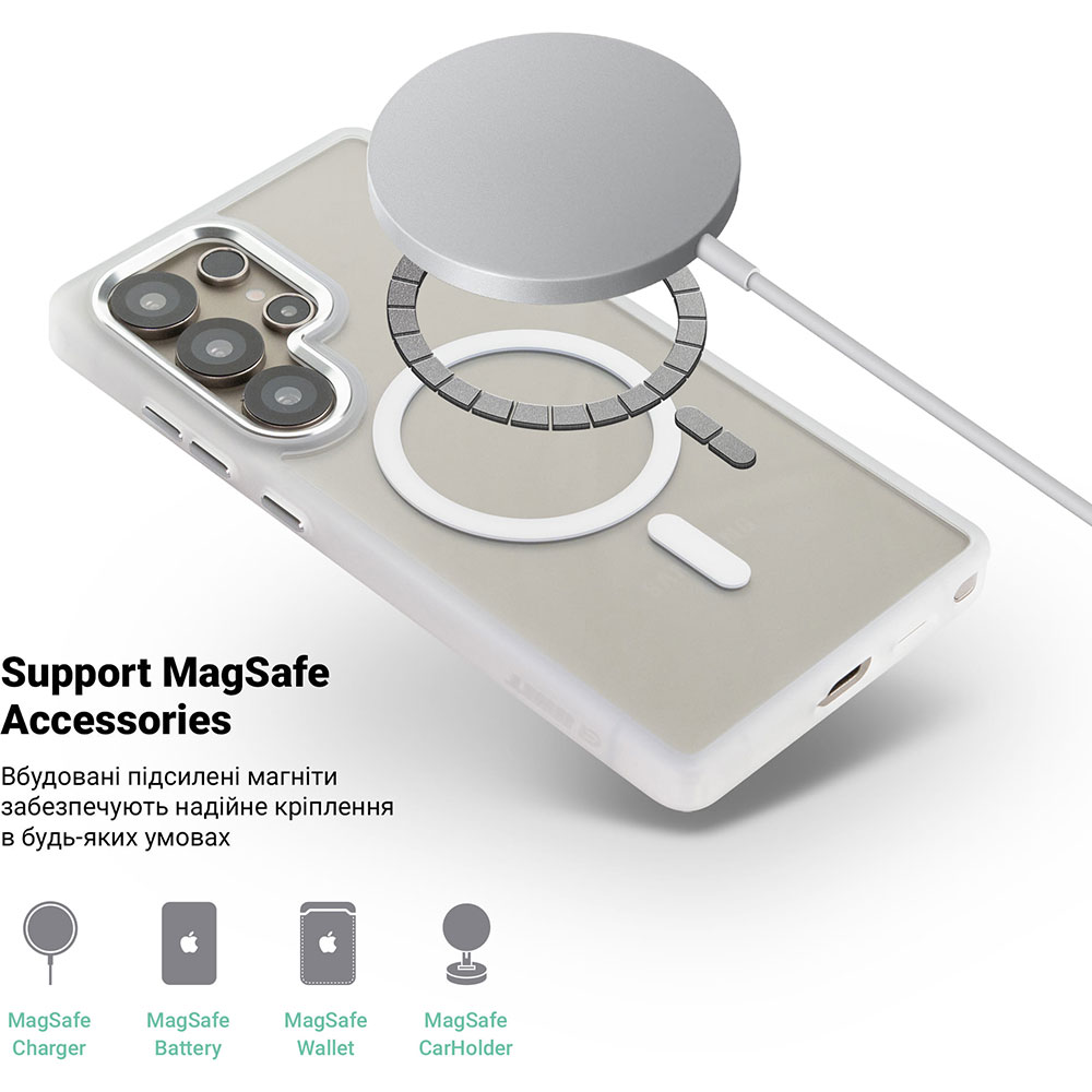 Чехол ARMORSTANDART Unit MagSafe для Samsung Galaxy S25 Ultra Matte Clear Silver (ARM82266) Цвет серебристый
