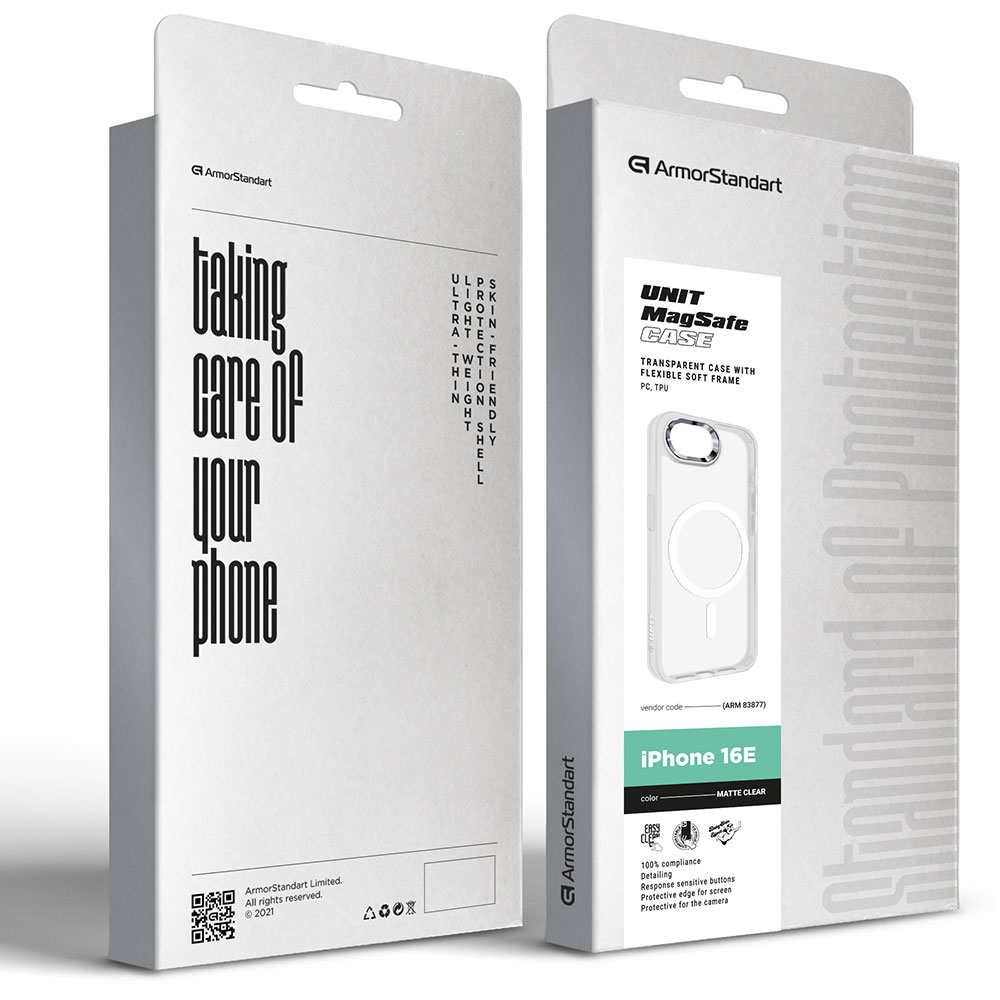 Фото Чохол ARMORSTANDART Unit MagSafe для Apple iPhone 16e Matte Clear (ARM83877)
