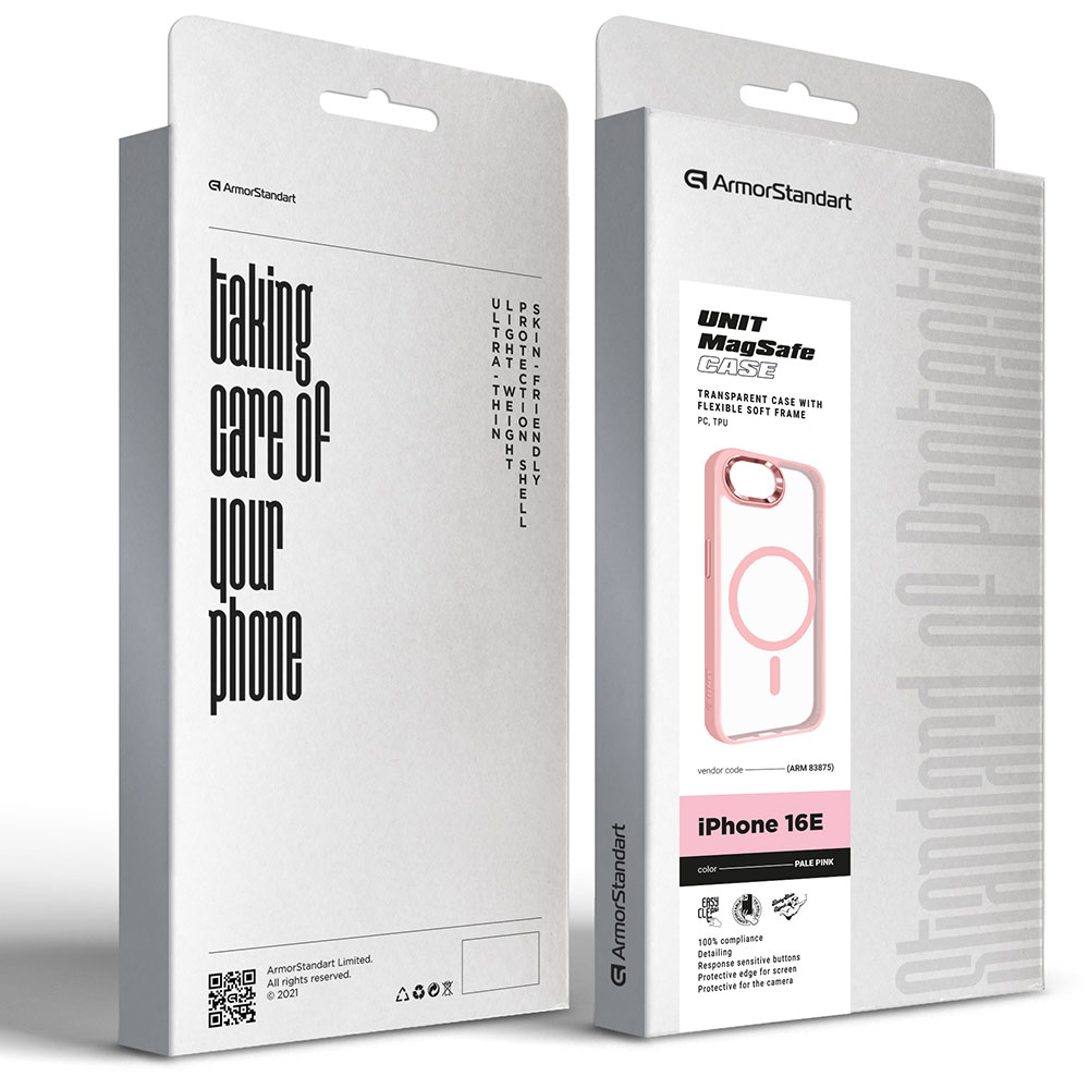 Чохол ARMORSTANDART Unit MagSafe для Apple iPhone 16e Pale Pink (ARM83875) Тип чохол-накладка