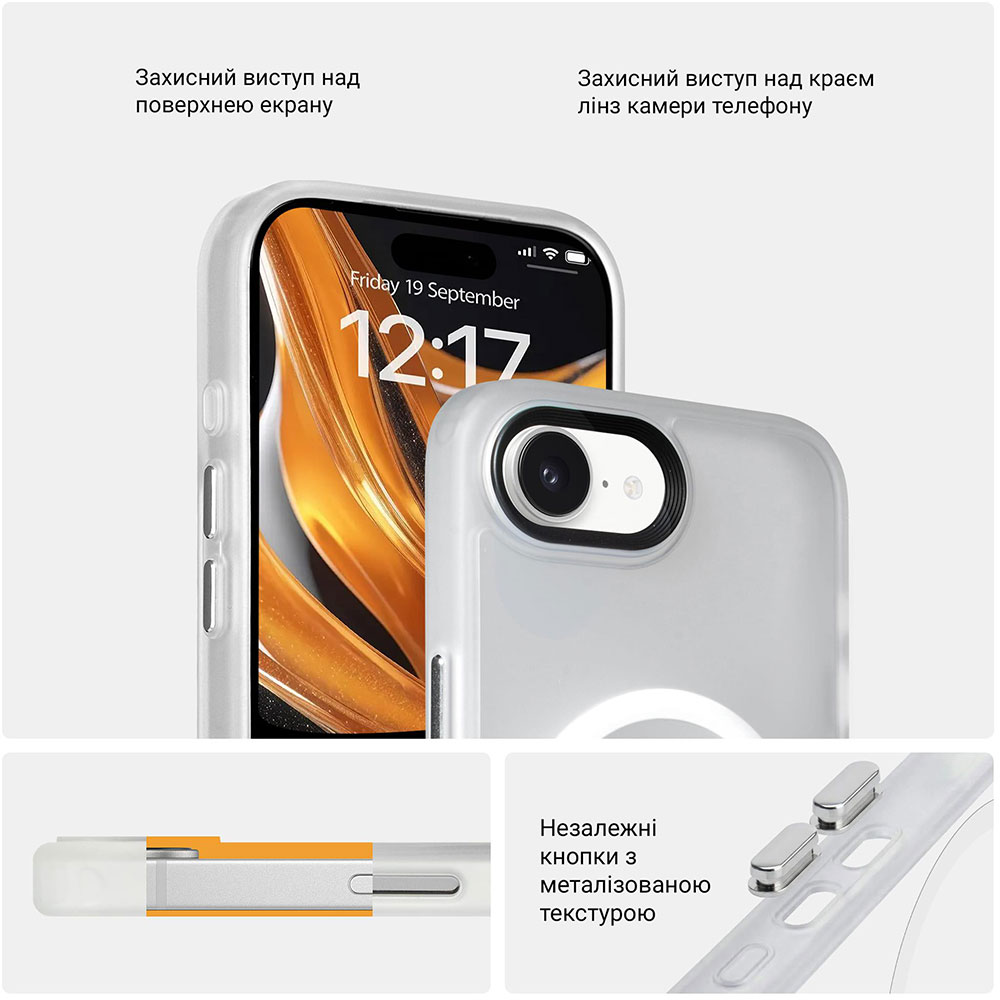 Чохол ARMORSTANDART Uniq MagSafe для Apple iPhone 17e/16e Matte Clear (ARM83873) Сумісність за моделлю Apple iPhone 17e