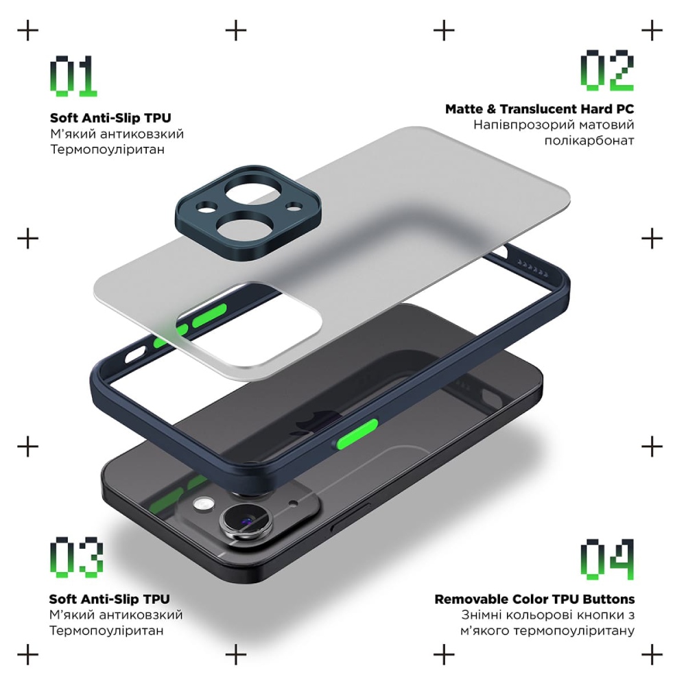 Чехол ARMORSTANDART Frosted Matte для Xiaomi Redmi Note 14S 4G Navy Blue (ARM85110) Совместимость по модели Xiaomi Redmi Note 14S 