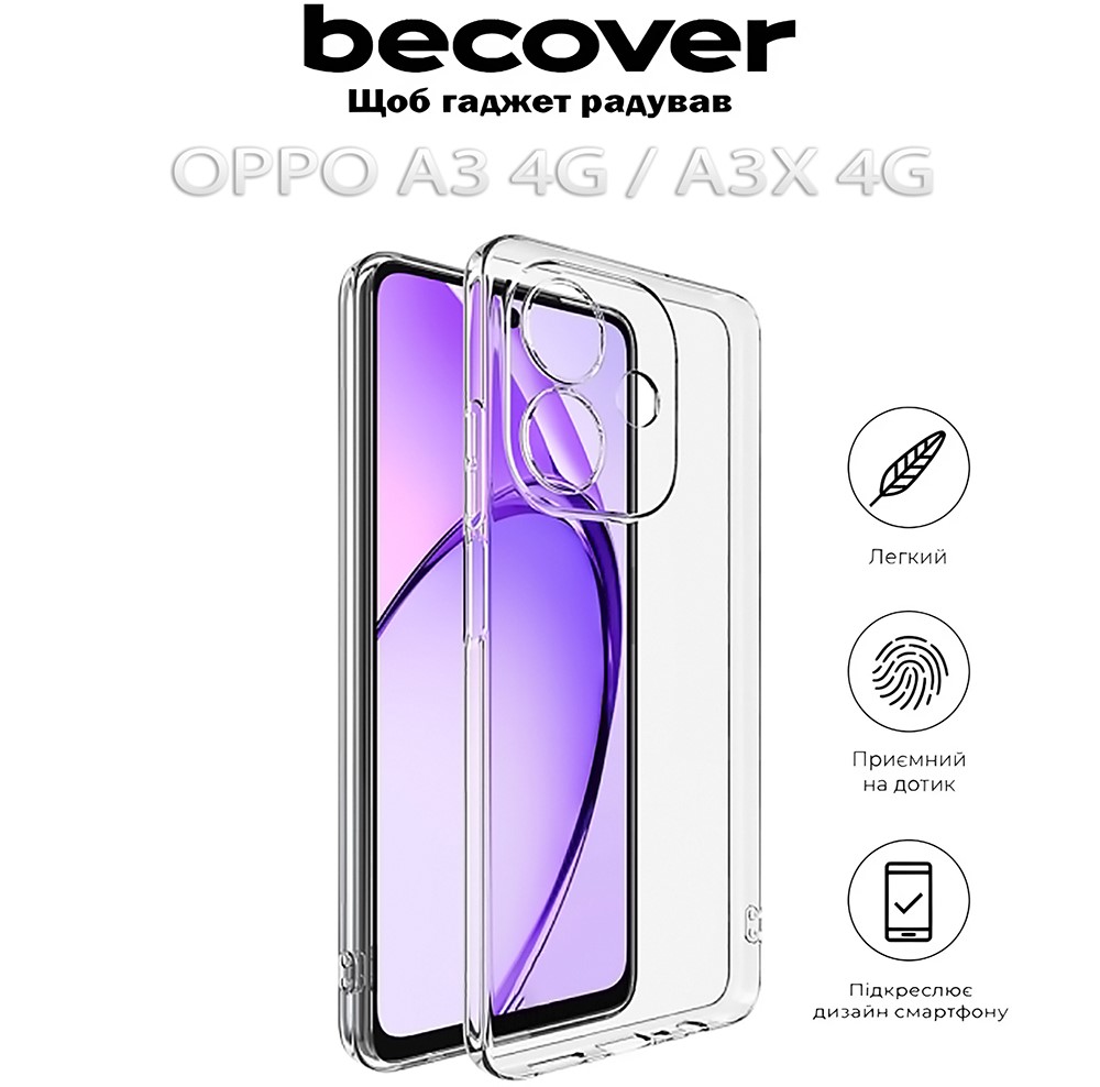 Чехол BECOVER для Oppo A3 4G/А3х 4G Transparancy (712770) Тип чехол-накладка