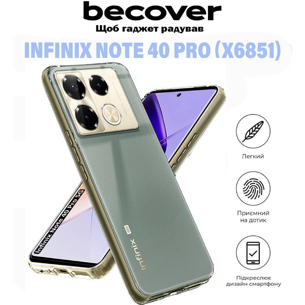 Чохол BECOVER для Infinix Note 40 Pro (X6851) Transparancy (711180) Тип чохол-накладка