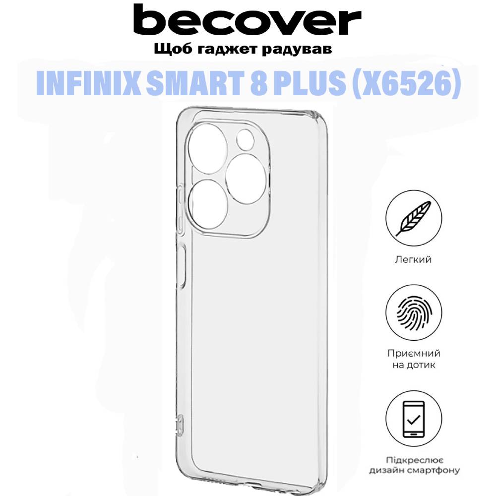 Внешний вид Чехол BECOVER Infinix Smart 8 Plus (X6526) Transparancy (710885)