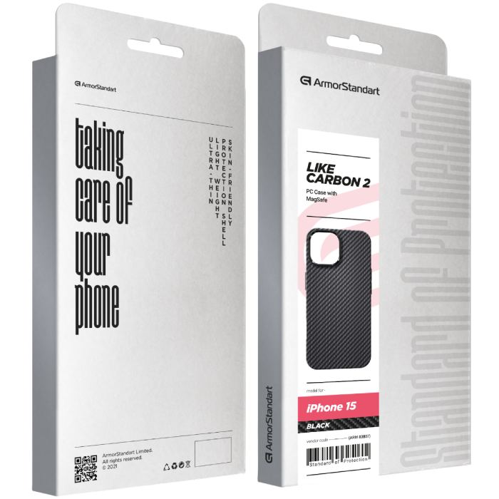 Чохол ARMORSTANDART LikeCarbon2 MagCase для Apple iPhone 15 Black (ARM83807) Сумісність за моделлю Apple iPhone 15