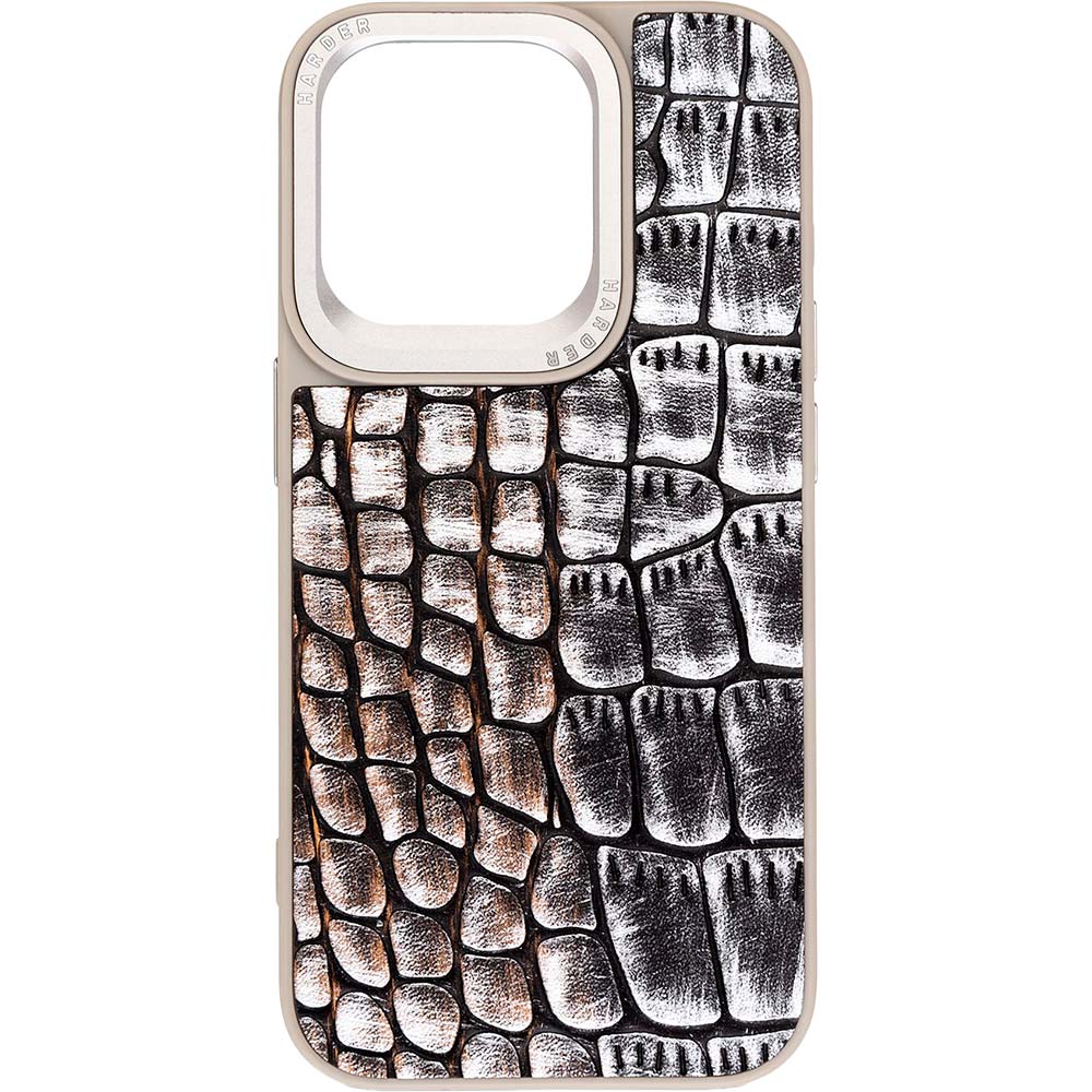 Чехол ARMORSTANDART Harder Glamorous Croco для Apple iPhone 14 Pro Grey Gold (ARM76770)