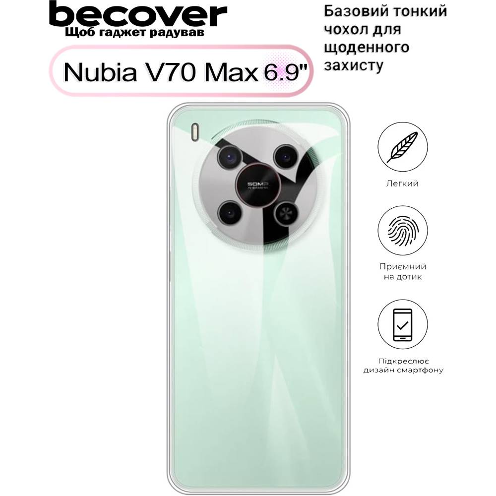 Чехол BECOVER для Nubia V70 Max Transparancy (713565) Совместимость по модели ZTE Nubia V70 Max
