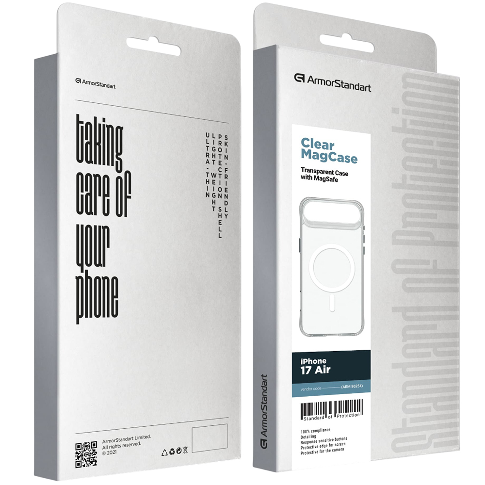 Чехол ARMORSTANDART Clear MagCase для Apple iPhone 17 Air Tansparent (ARM86254) Материал полиуретан