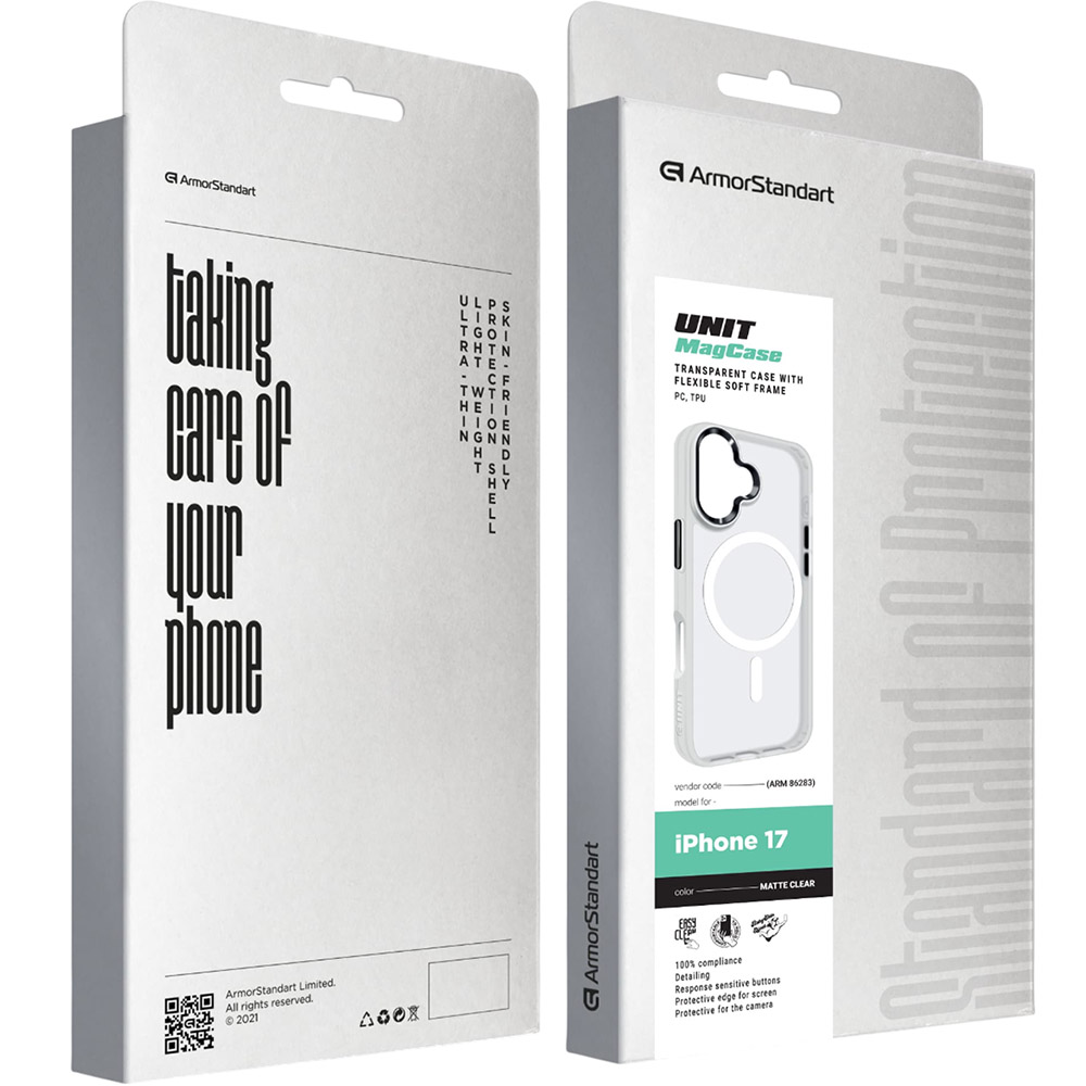 Внешний вид Чехол ARMORSTANDART Unit MagCase для Apple iPhone 17 Matte Clear (ARM86283)