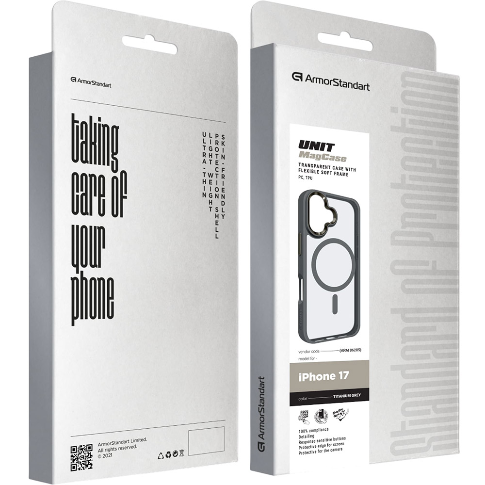 Чохол ARMORSTANDART Unit MagCase для Apple iPhone 17 Titanium Grey (ARM86285) Сумісність за моделлю Apple iPhone 17