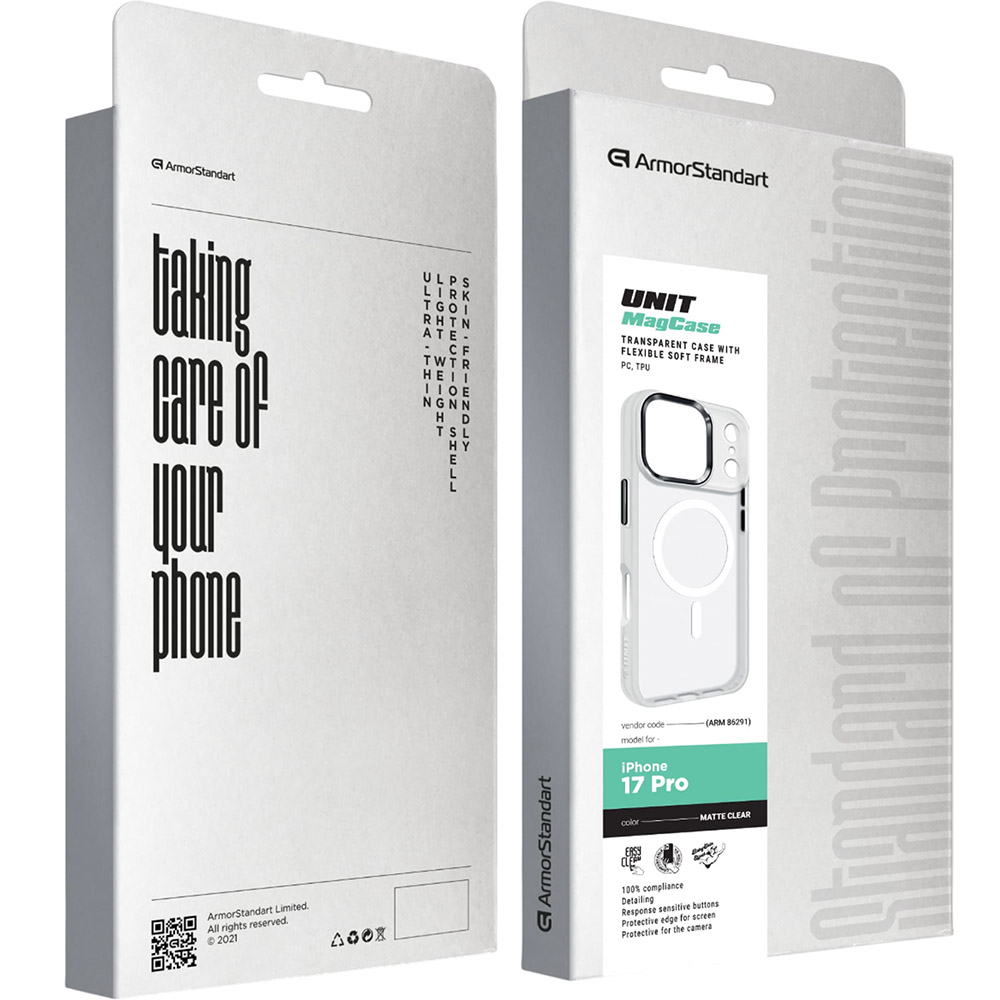 Внешний вид Чехол ARMORSTANDART Unit MagCase для Apple iPhone 17 Pro Matte Clear (ARM86291)