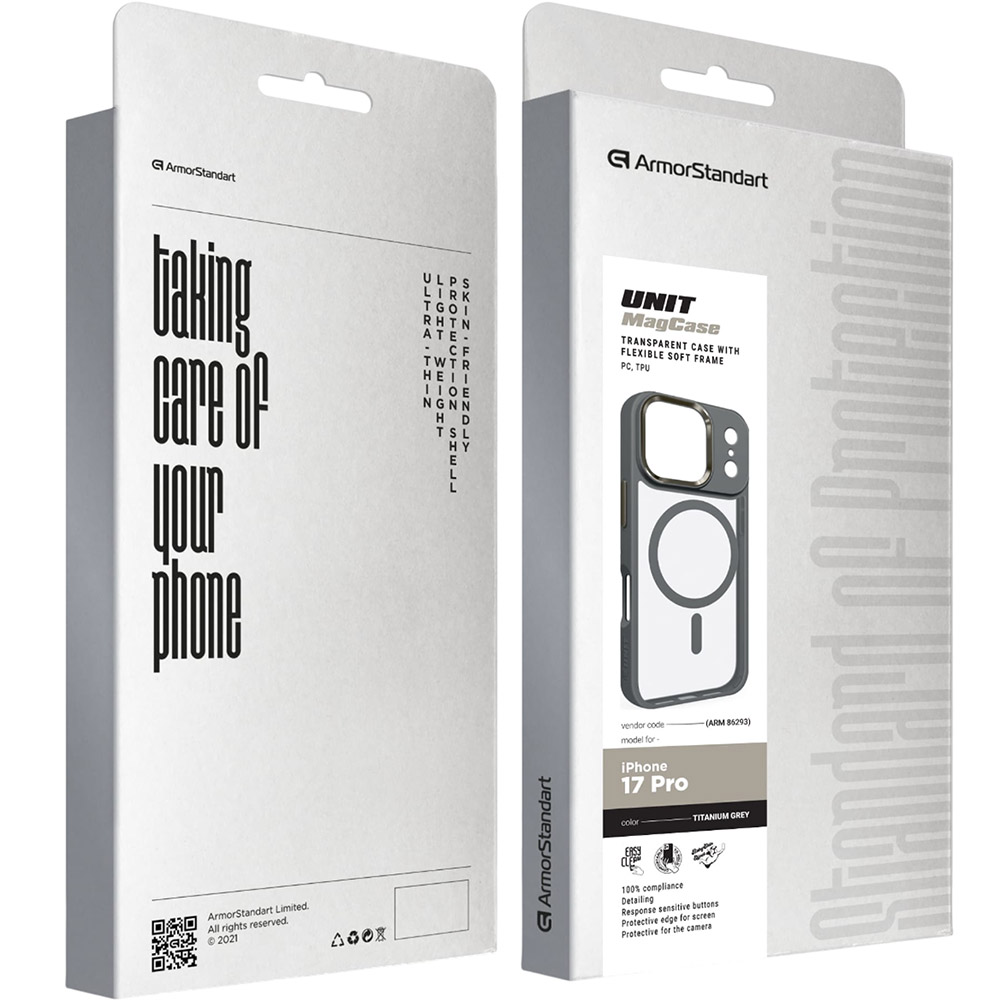 Чехол ARMORSTANDART Unit MagCase для Apple iPhone 17 Pro Titanium Grey (ARM86293) Совместимость по модели Apple iPhone 17 Pro