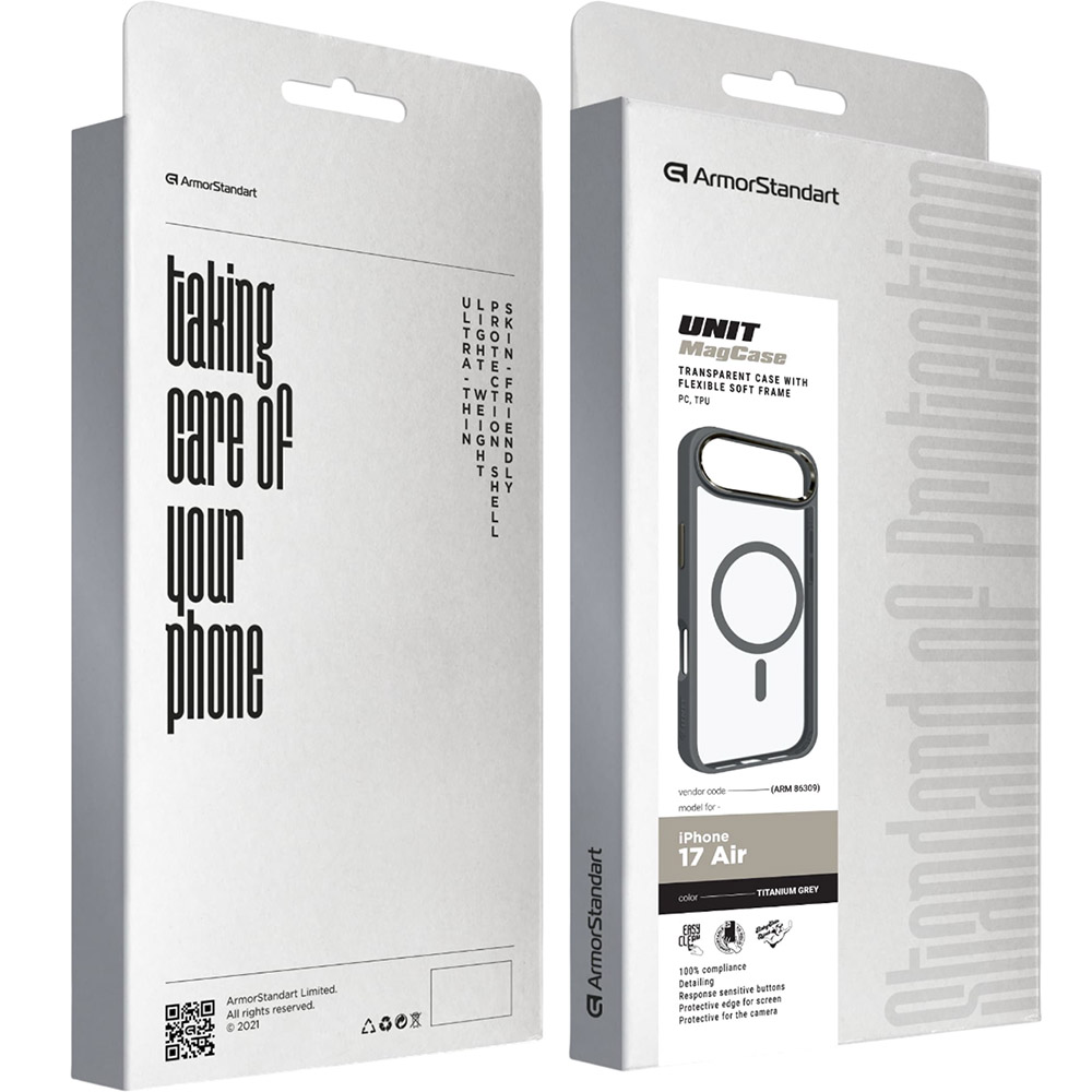 Чехол ARMORSTANDART Unit MagCase для Apple iPhone 17 Air Titanium Grey (ARM86309) Совместимость по модели Apple iPhone 17 Air