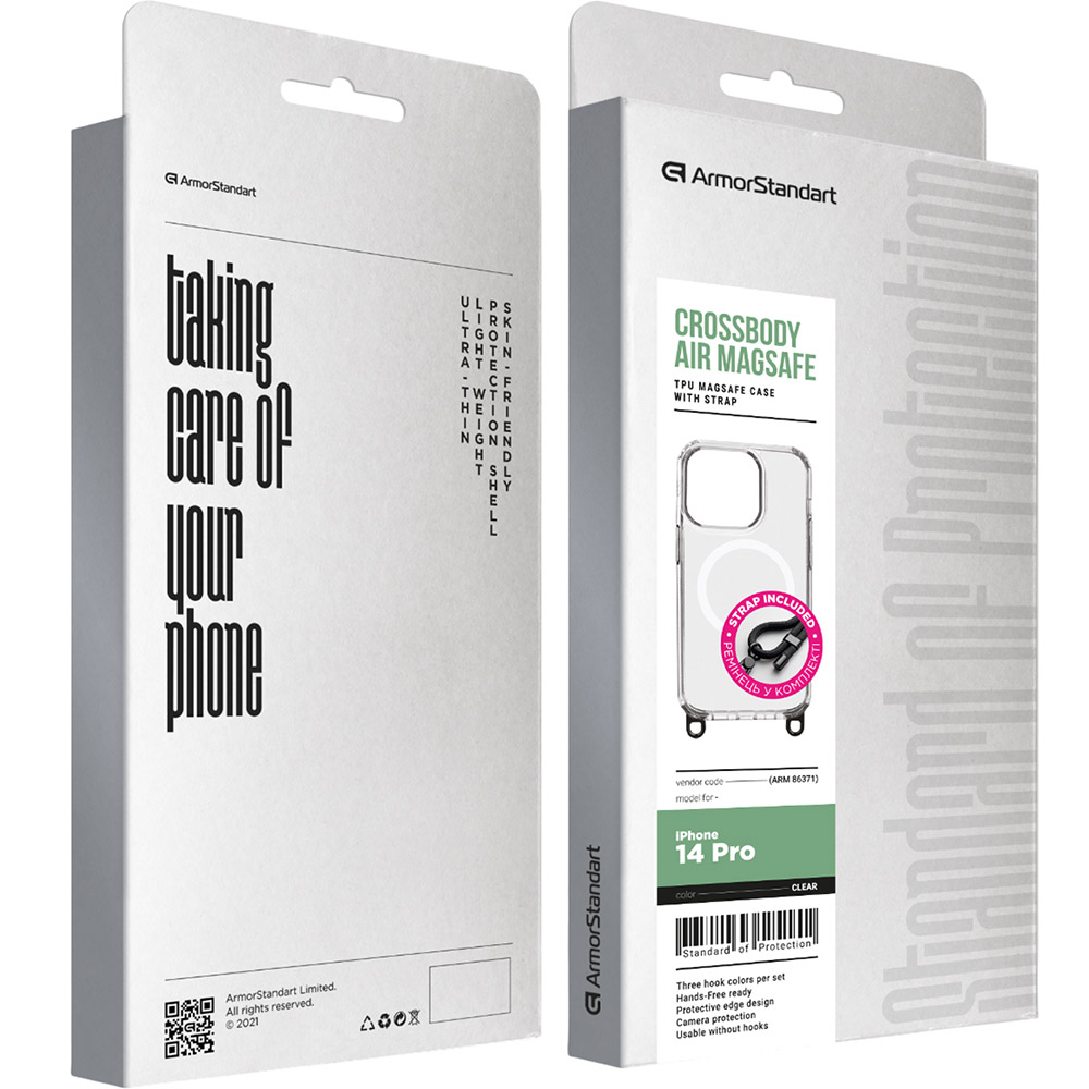 Чохол ARMORSTANDART Crossbody Air MagSafe Rope для Apple iPhone 14 Pro Clear (ARM86371) Сумісність за моделлю Apple iPhone 14 Pro