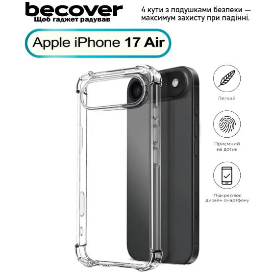 Чехол BECOVER Anti-Shock для Apple iPhone 17 Air Clear (713795) Совместимость по модели Apple iPhone 17 Air