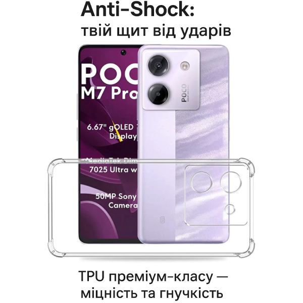 Зовнішній вигляд Чохол BECOVER Anti-Shock для Poco M7 Pro 5G Clear (713809)