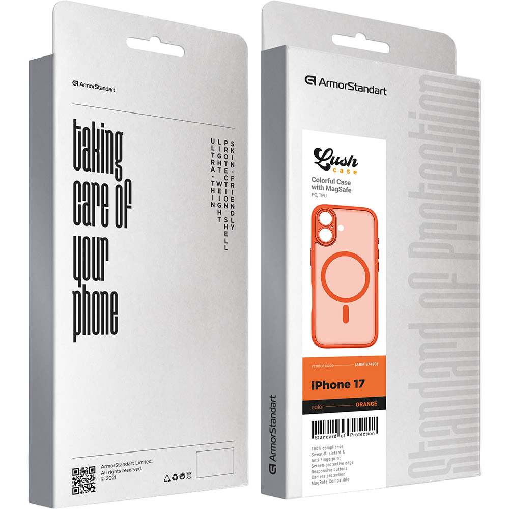 Зовнішній вигляд Чохол ArmorStandart Lush MagCase для Apple iPhone 17 Orange (ARM87483)
