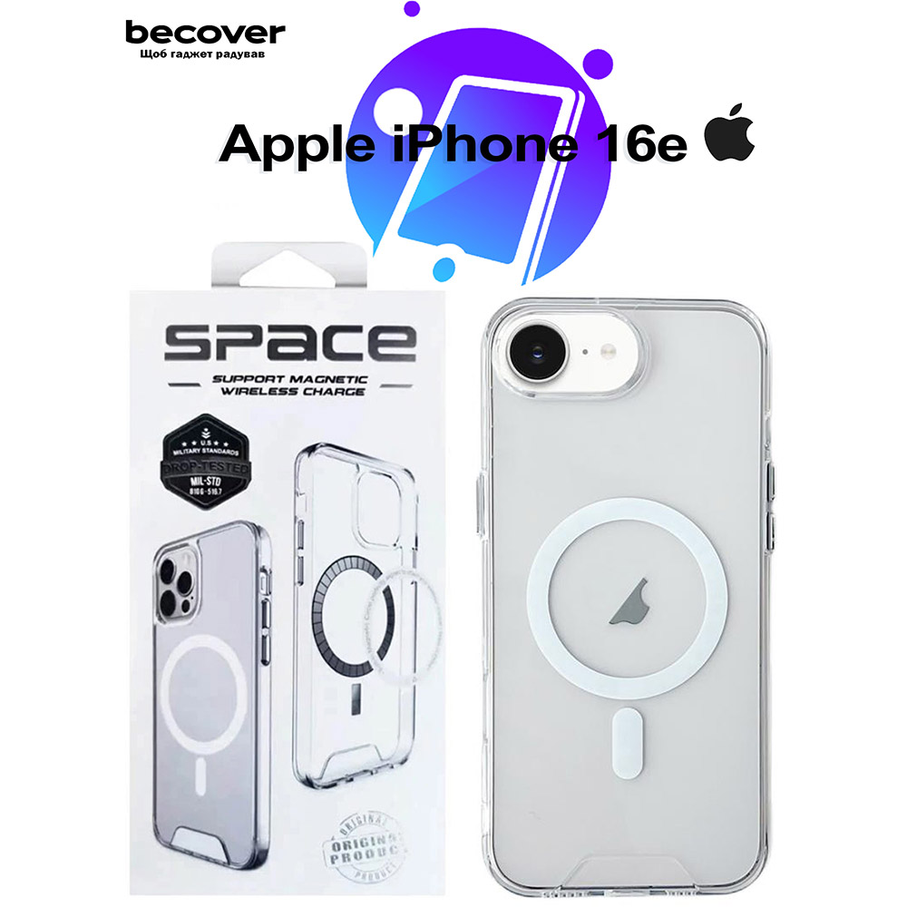 Внешний вид Чехол BECOVER Space Case MagSafe для Apple iPhone 16e Transparancy (713884)