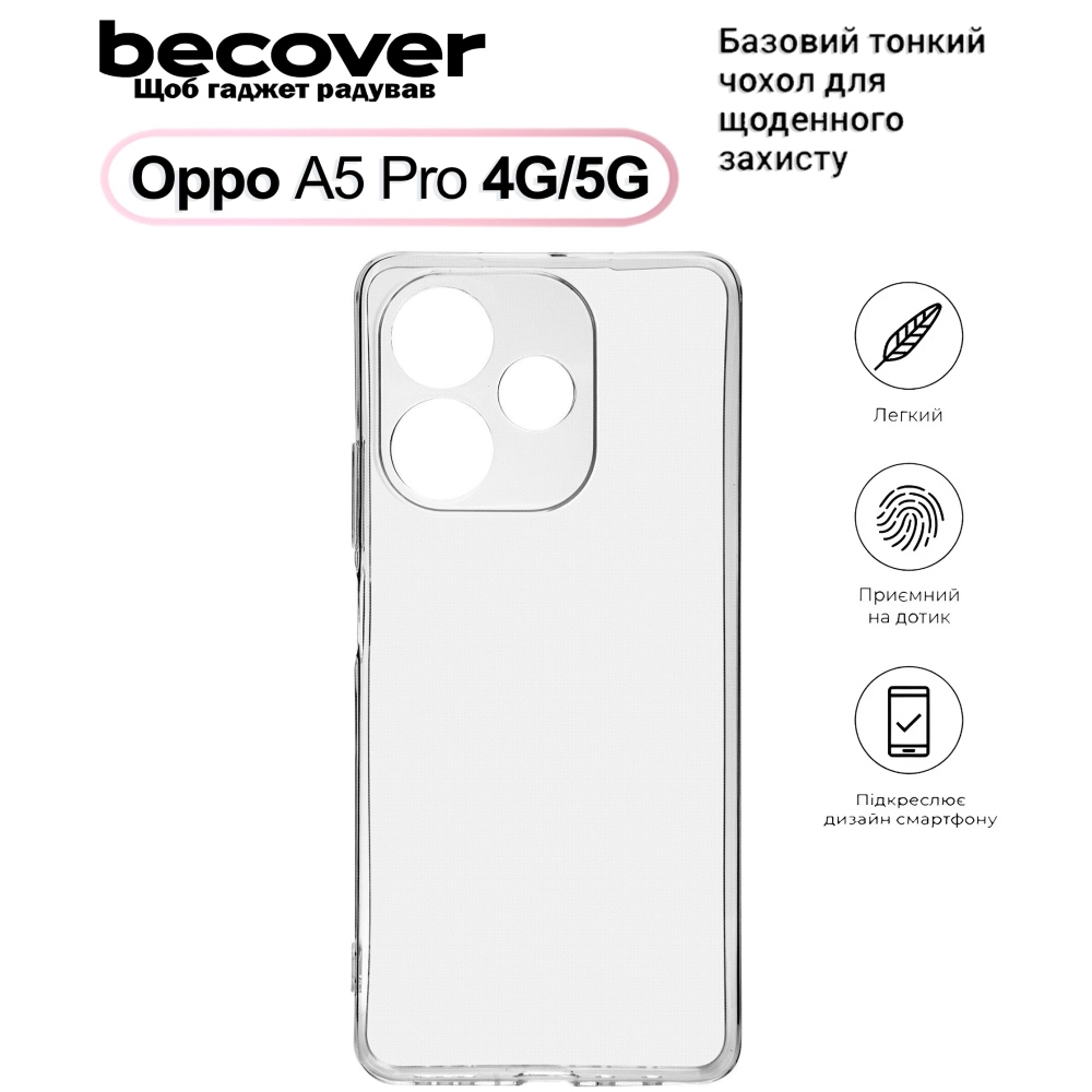 Чехол BECOVER для Oppo A5 Pro 4G/ 5G Transparancy (713787) Совместимость по модели OPPO A5 Pro 5G