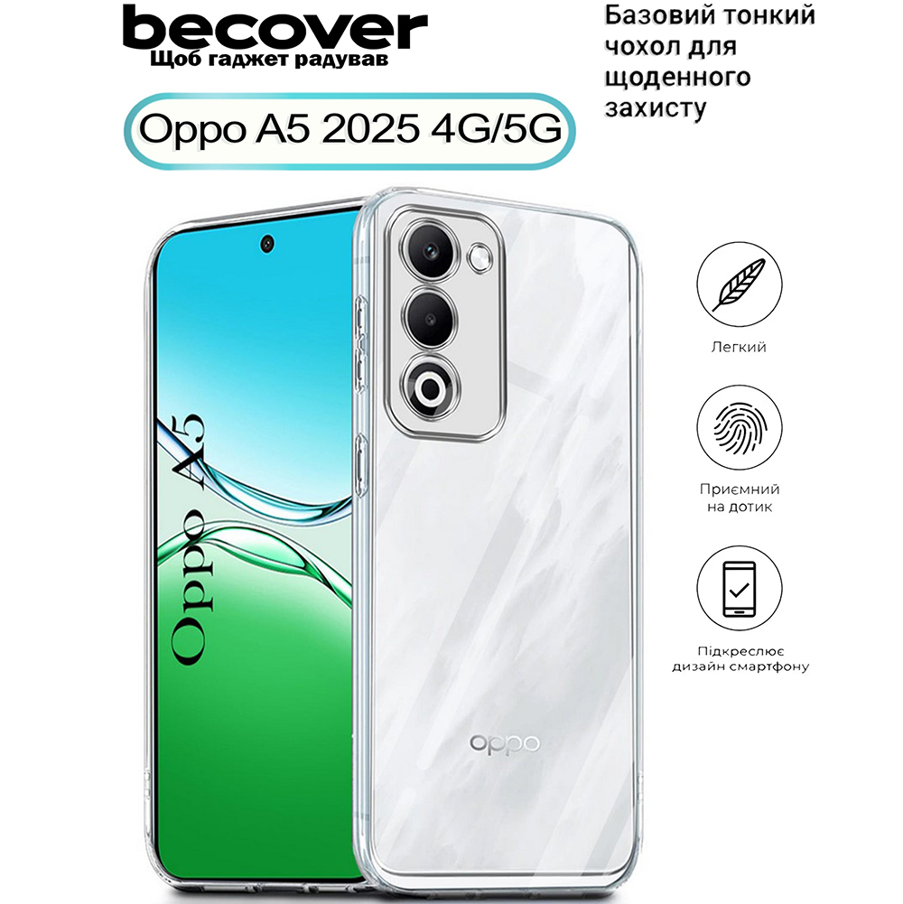 Чохол BECOVER Oppo A5 2025 4G/5G Transparancy (713882) Сумісність за моделлю OPPO A5 2025