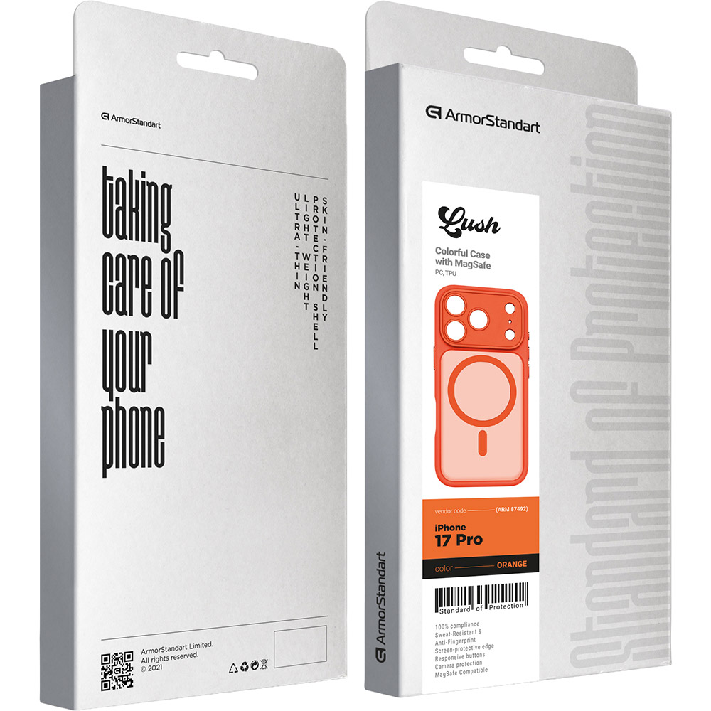 Внешний вид Чехол  ARMORSTANDART Lush MagCase для Apple iPhone 17 Pro Orange (ARM87492)